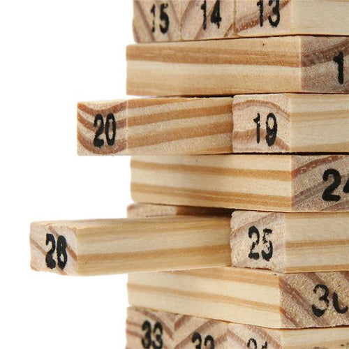 1911 54 Pcs Blocks 4 Dices Wooden Tumbling Stacking Building